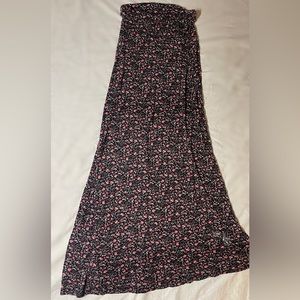 Luna Chix Long Maxi Skirt Floral Print Black and Pink